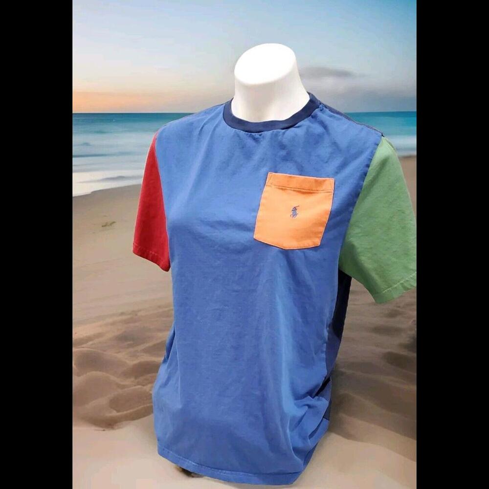 Polo Ralph Lauren Classic Fit Color Block Pocket Cotton Tee Shirt Unisex  XL